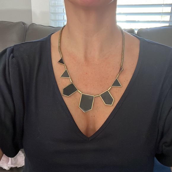 Black and gold enamel statement necklace - Picture 2 of 5